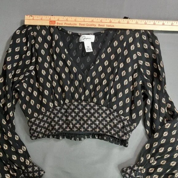 Jopaa Black & White Boho Smocked Crop Top & Tiered Mini Skirt Size M - Picture 3 of 12